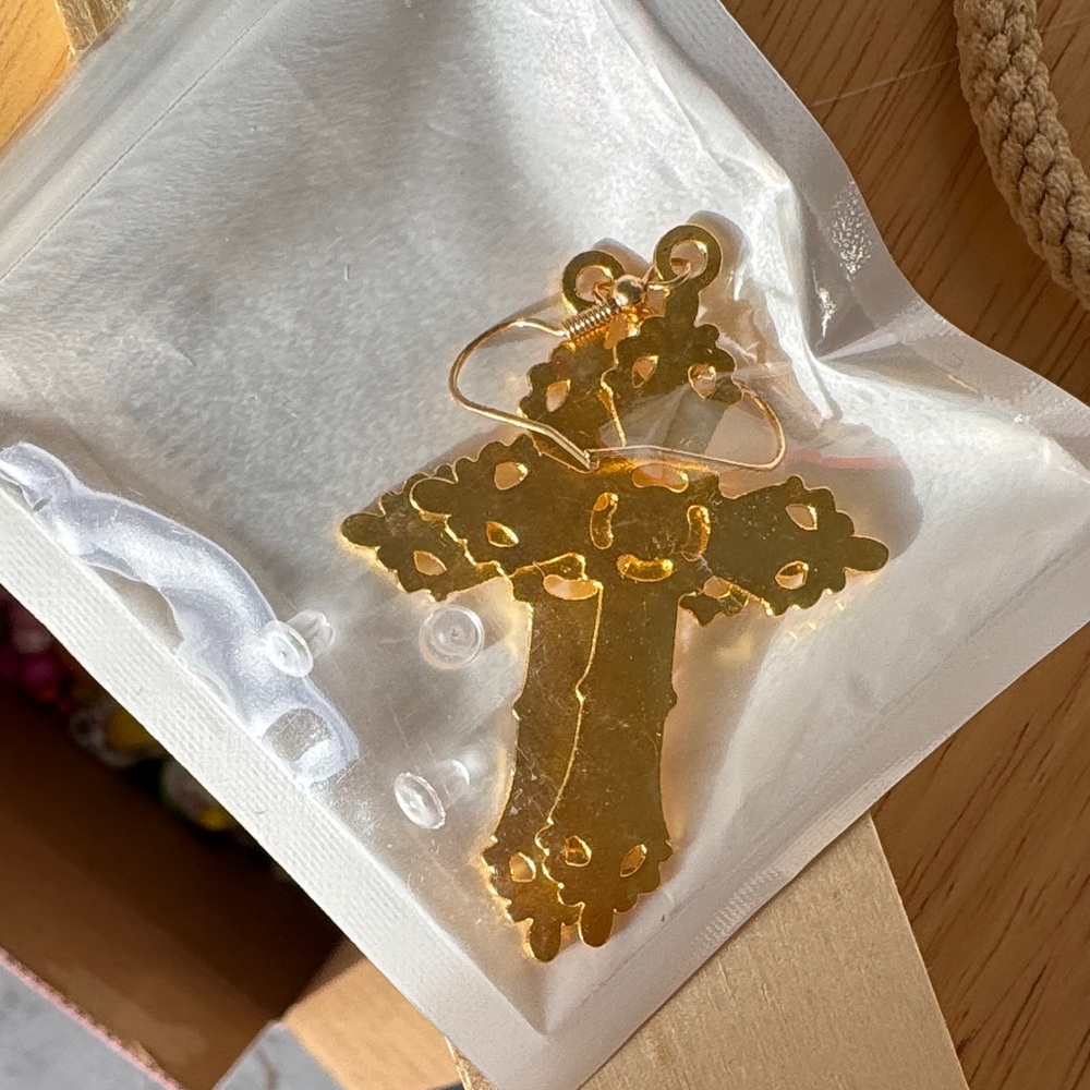 Gold Cross Earrings